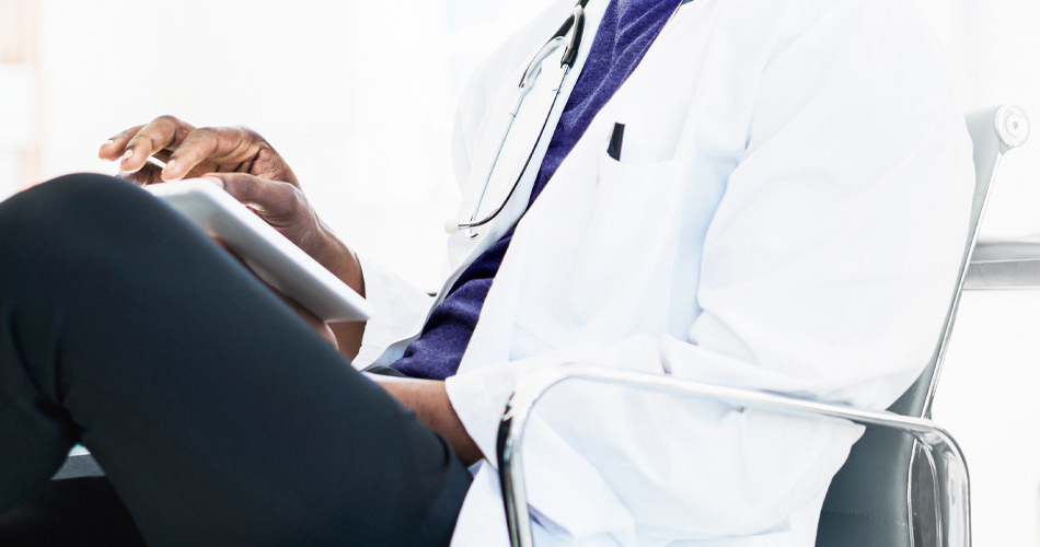 veterinarian on tablet